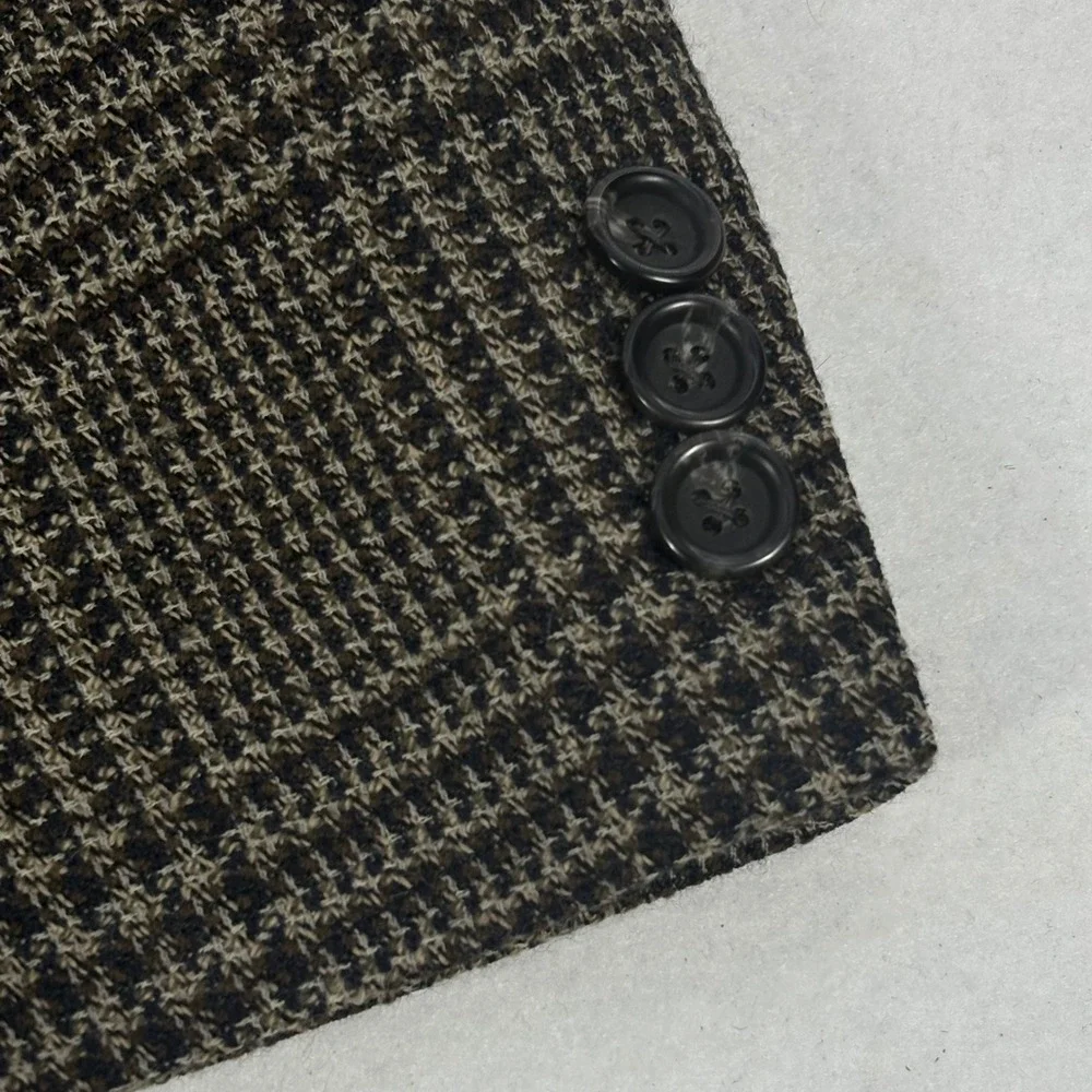 Jack Victor Glen Plaid Blazer Mens XL Brown Black Wool 2B/3B Sport Coat No Vents